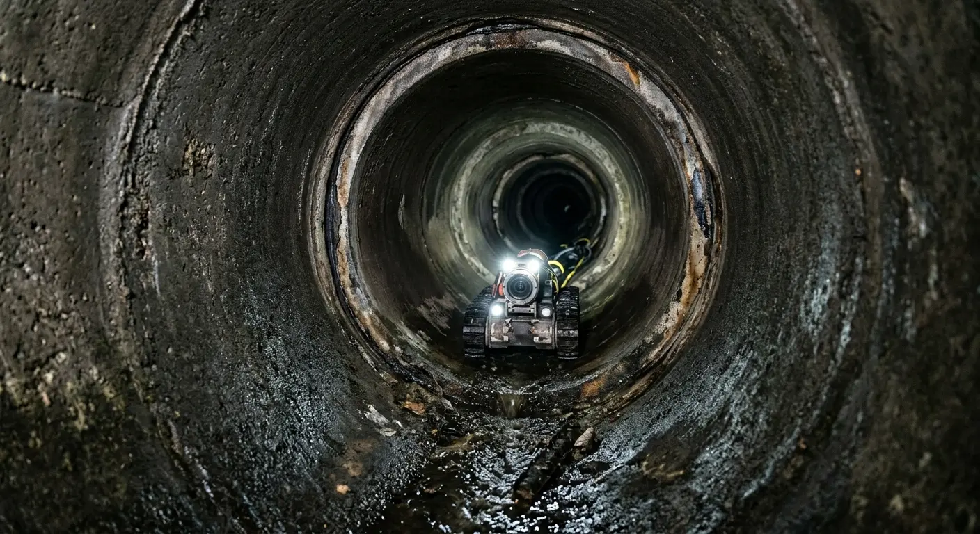 Robotic sewer camera inspecting pipe interior for Sewer Line Repair in St. Louis